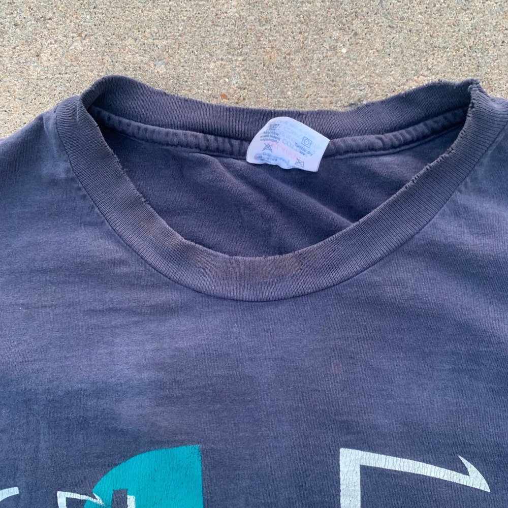 Vintage Champion Distressed Graphic T-Shirt XXL Blue 90s Streetwear Cotton Tee - Picture 6 of 10